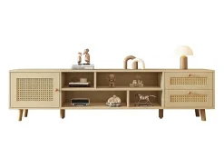 Clearance ModernLuxe Móvel TV 160cm - 1 porta、2 gavetas e 4 compartimentos - Natural Natural claro