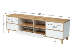 Móvel De Tv*ModernLuxe Móvel TV 175cm - 5 portas + 2 compartimentos - estilo contemporâneo - Natural & Branco Natural claro / Branco