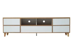 Móvel De Tv*ModernLuxe Móvel TV 175cm - 5 portas + 2 compartimentos - estilo contemporâneo - Natural & Branco Natural claro / Branco
