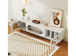 Móvel De Tv*ModernLuxe Móvel TV 170cm - 2 portas - 3 áreas abertas em arco - Branco
