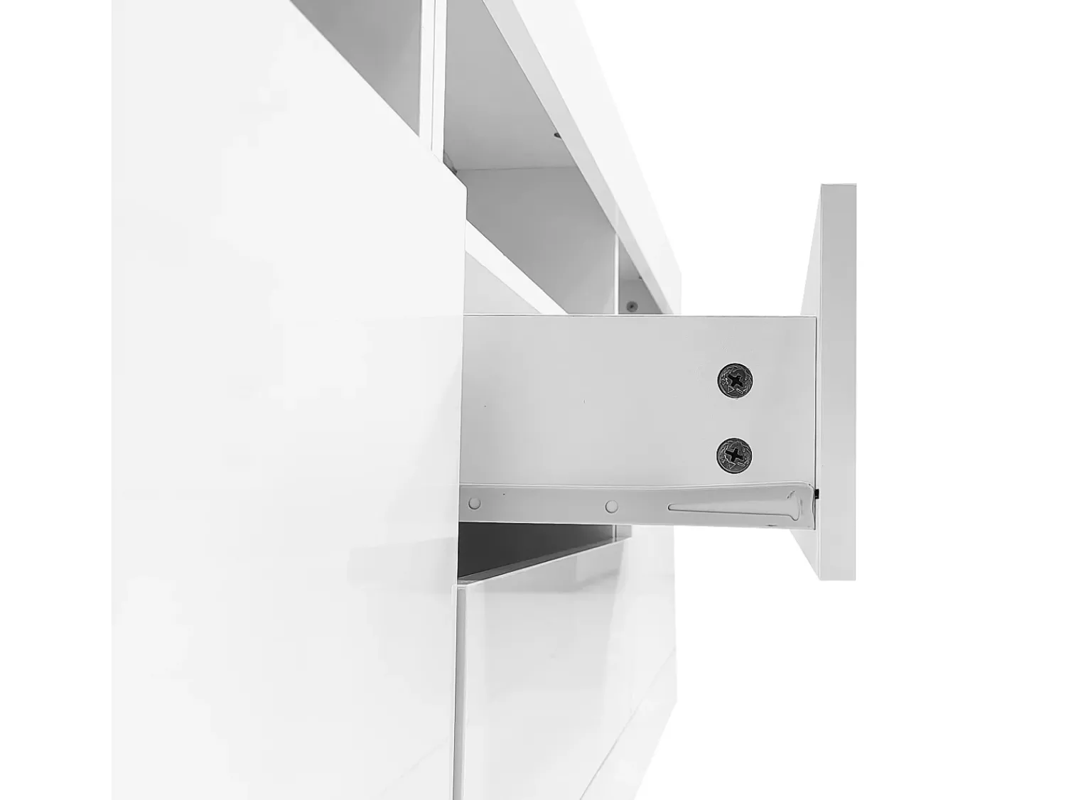 Móvel De Tv*ModernLuxe Móvel TV 160cm adequado para TV 70" - com LED - 2 portas 2 gavetas 3 compartimentos abertos - Branco