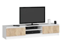 Sale Akord Móvel TV 160cm Branco/Carvalho Sonoma, 2 Portas, Estilo Moderno, Montagem DIY Natural escuro / Natural claro