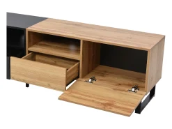 Móvel TV 190cm, com 2 gavetas, 2 portas, 2 compartimentos abertos, estilo escandinavo, cómoda TV em carvalho selvagem -^ Móvel De Tv