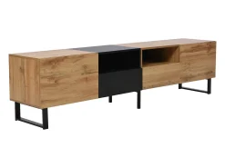 Móvel TV 190cm, com 2 gavetas, 2 portas, 2 compartimentos abertos, estilo escandinavo, cómoda TV em carvalho selvagem -^ Móvel De Tv