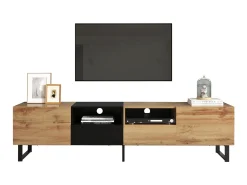 Móvel TV 190cm, com 2 gavetas, 2 portas, 2 compartimentos abertos, estilo escandinavo, cómoda TV em carvalho selvagem -^ Móvel De Tv