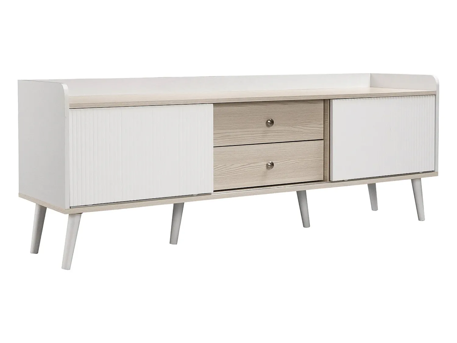 Móvel De Tv|ModernLuxe Móvel TV 160cm com 2 gavetas e 2 portas de correr - & Natural Branco