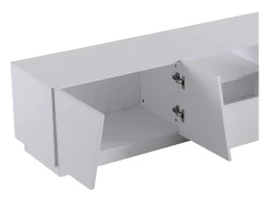 Móvel De Tv| Móvel TV 170cm, com gaveta, 4 portas, compartimento aberto, estilo escandinavo, cómoda TV - Branco