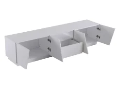 Móvel De Tv| Móvel TV 170cm, com gaveta, 4 portas, compartimento aberto, estilo escandinavo, cómoda TV - Branco