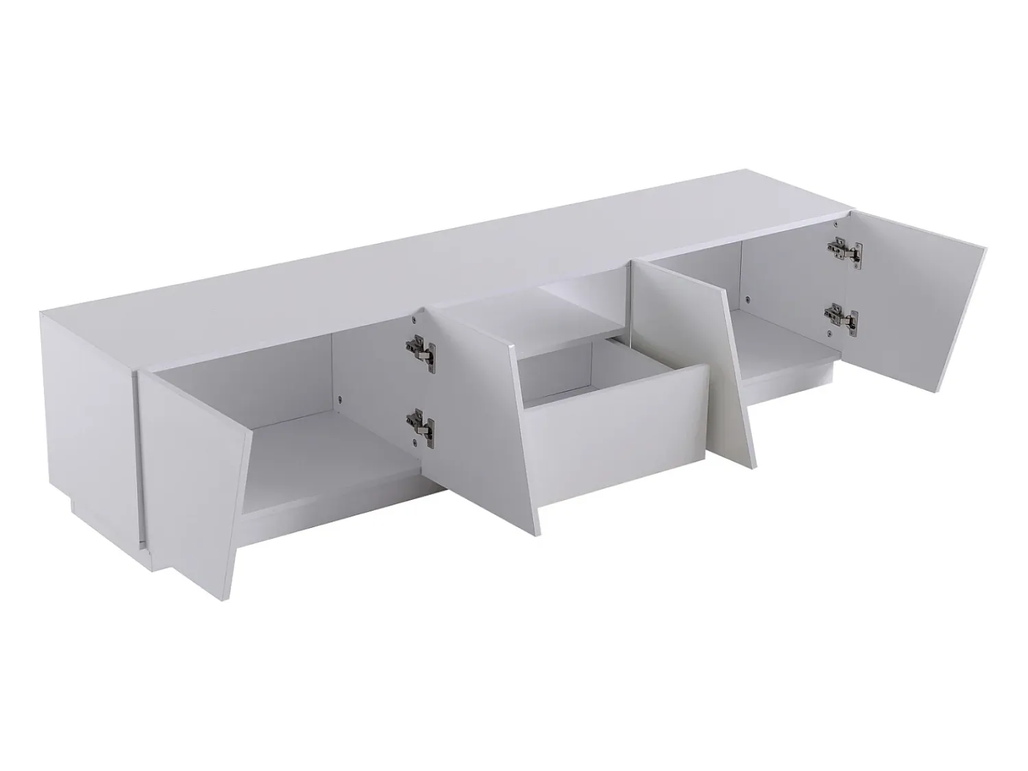 Móvel De Tv| Móvel TV 170cm, com gaveta, 4 portas, compartimento aberto, estilo escandinavo, cómoda TV - Branco