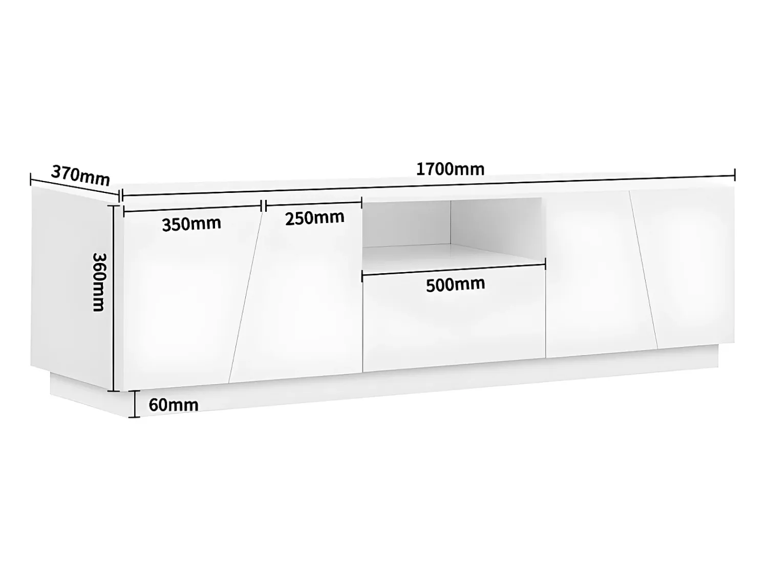 Móvel De Tv| Móvel TV 170cm, com gaveta, 4 portas, compartimento aberto, estilo escandinavo, cómoda TV - Branco
