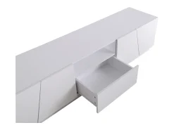 Móvel De Tv| Móvel TV 170cm, com gaveta, 4 portas, compartimento aberto, estilo escandinavo, cómoda TV - Branco
