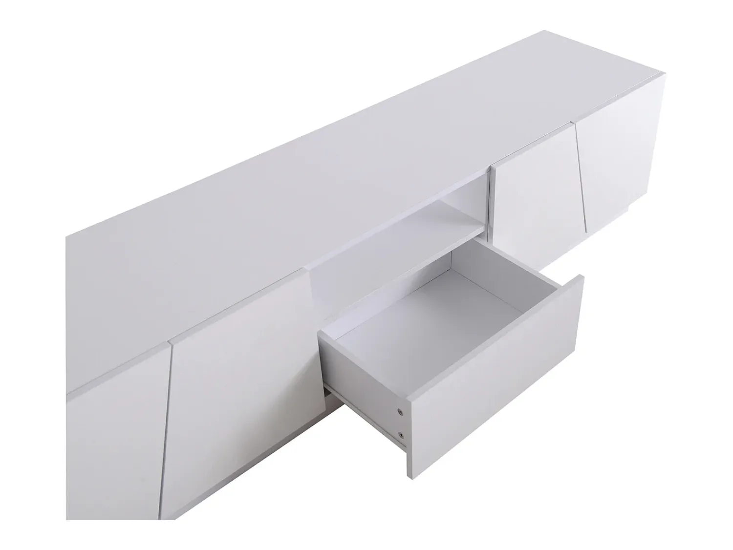 Móvel De Tv| Móvel TV 170cm, com gaveta, 4 portas, compartimento aberto, estilo escandinavo, cómoda TV - Branco
