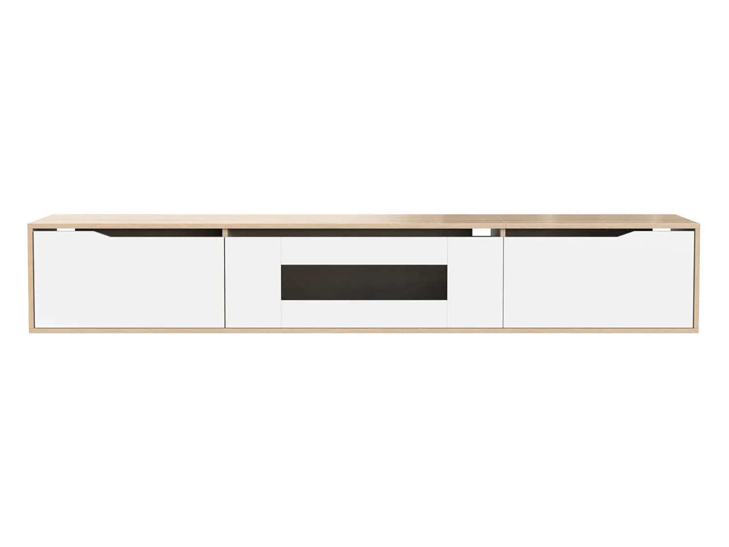 Móvel TV 180cm, com iluminação LED que muda de cor, portas de fole, lacado Móvel TV de parede, estilo moderno -^ Móvel De Tv