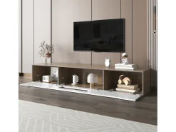 Móvel TV 180cm, com iluminação LED que muda de cor, portas de fole, lacado Móvel TV de parede, estilo moderno -^ Móvel De Tv