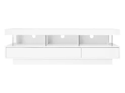 Online ModernLuxe Móvel TV 160cm com LED - 3 compartimentos em vidro - Controlado por APP - adequado para TV 70" - Branco