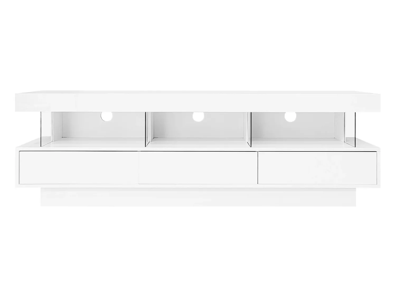 Online ModernLuxe Móvel TV 160cm com LED - 3 compartimentos em vidro - Controlado por APP - adequado para TV 70" - Branco
