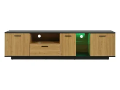 Móvel De Tv|ModernLuxe Móvel TV 180cm com LED - 1 gaveta + 3 portas + 2 compartimentos - Natural Natural claro