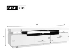 Móvel De Tv*ModernLuxe Móvel TV 160cm com LED - 3 gavetas - adequado para TV 70" - Branco