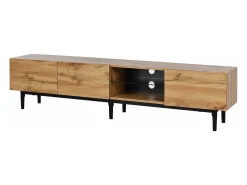 ModernLuxe Móvel TV 175cm com LED - 3 portas + 2 prateleiras - estilo industrial - Natural Natural claro