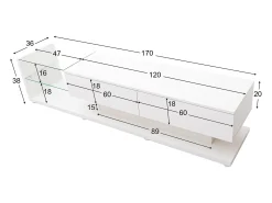 Móvel De Tv|ModernLuxe Móvel TV 170cm com LED e divisória em vidro - 2 gavetas - Branco