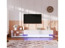 Móvel De Tv|ModernLuxe Móvel TV 170cm com LED e divisória em vidro - 2 gavetas - Branco