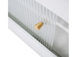 Móvel De Tv| Móvel TV 170cm, com porta em verga, portas em vidro, espaço de arrumação, estilo campestre, móvel TV - Branco