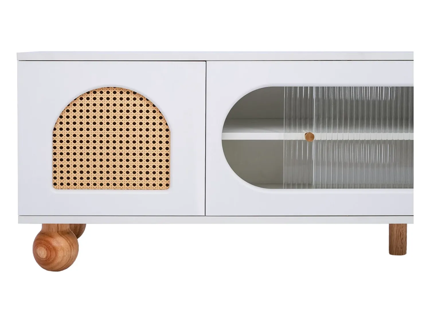 Móvel De Tv| Móvel TV 170cm, com porta em verga, portas em vidro, espaço de arrumação, estilo campestre, móvel TV - Branco