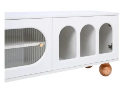 Móvel De Tv| Móvel TV 170cm, com porta em verga, portas em vidro, espaço de arrumação, estilo campestre, móvel TV - Branco