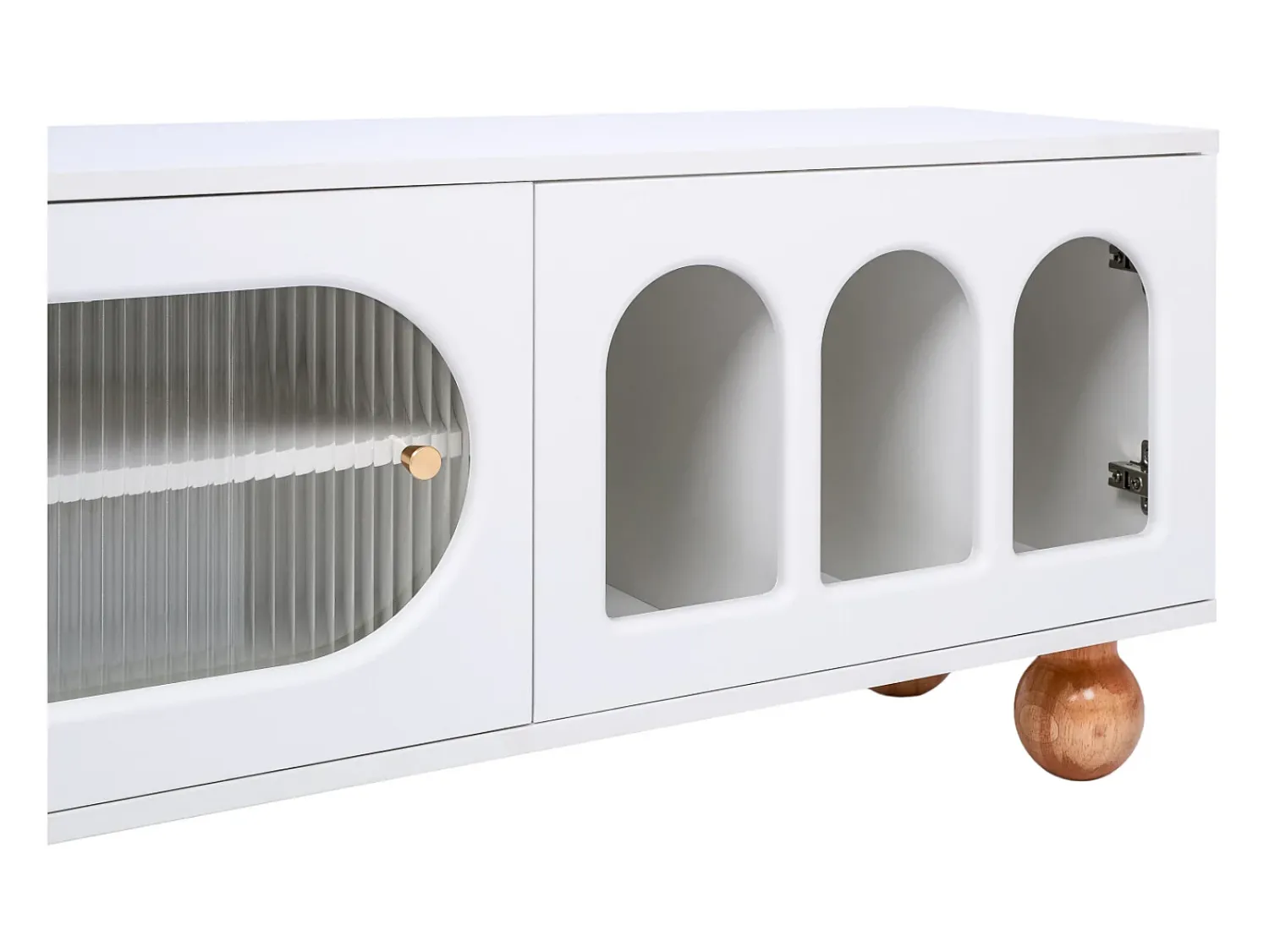 Móvel De Tv| Móvel TV 170cm, com porta em verga, portas em vidro, espaço de arrumação, estilo campestre, móvel TV - Branco