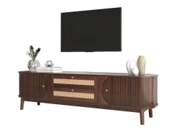 ModernLuxe Móvel TV 170cm em madeira maciça e rotin - 2 tiroirs e 2 portes - estilo campagnard -^ Móvel De Tv