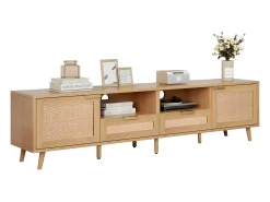 Móvel De Tv|ModernLuxe Móvel TV 200cm MDF - 2 portas e 2 compartimentos - estilo campestre - Natural Natural claro