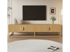 New Merax Móvel TV com 4 gavetas - 180 x 40 x 40 cm - Puxadores semicirculares - MDF e aglomerado - Natural Bege