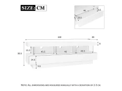 Merax Móvel TV com 3 gavetas e 3 compartimentos - 160 x 38 x 50,5 cm - Divisória de vidro - LEDs - Aglomerado - brilhante Branco