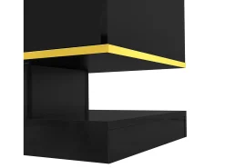 Online Hauss Spole Móvel TV com 3 gavetas e 1 nicho, LED incluído, lacado brilhante e faixa dourada - 180x38x45cm Preto