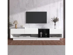 Sale Hauss Spole Móvel TV com 3 gavetas e 5 nichos, corpo em lacado e preto Branco