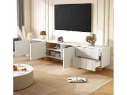 Best Merax Móvel TV com 2 gavetas e 3 portas - 190 x 35 x 45 cm - Madeira MDF e aglomerado - + dourado Branco