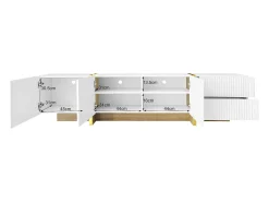 Best Merax Móvel TV com 2 gavetas e 3 portas - 190 x 35 x 45 cm - Madeira MDF e aglomerado - + dourado Branco