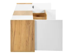 Hauss Spole Móvel TV com 3 gavetas e 3 portas, móvel TV suspenso em madeira natural clara e acabamento - 171,5x35x47cm^ Móvel De Tv