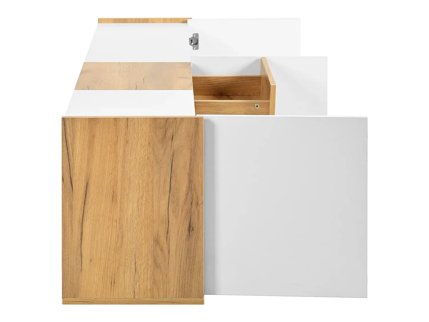 Hauss Spole Móvel TV com 3 gavetas e 3 portas, móvel TV suspenso em madeira natural clara e acabamento - 171,5x35x47cm^ Móvel De Tv