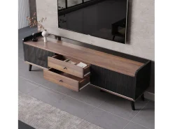 Merax Móvel TV com 2 gavetas e 2 portas de correr - estilo moderno - cores: e natural^ Móvel De Tv