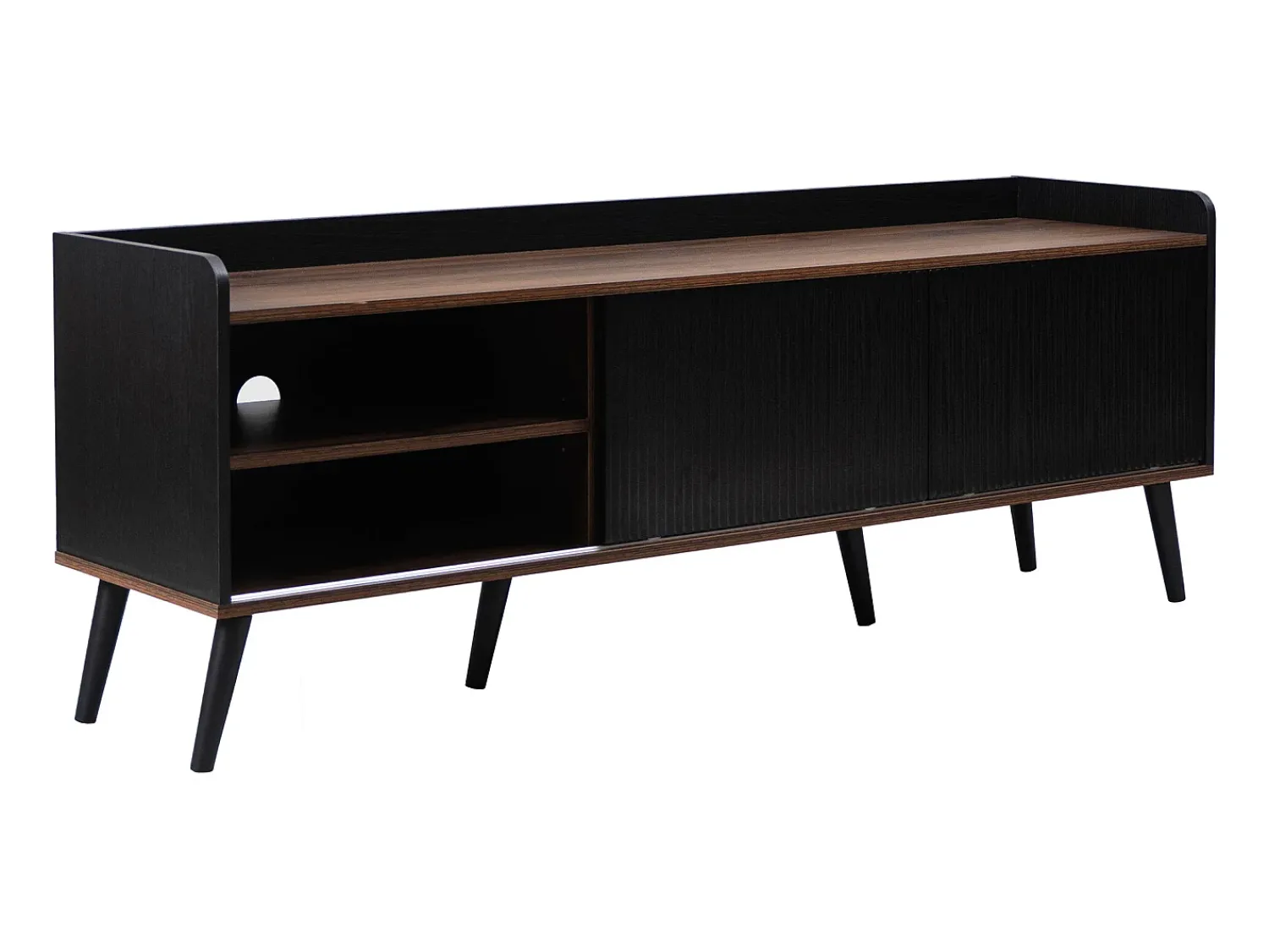 Merax Móvel TV com 2 gavetas e 2 portas de correr - estilo moderno - cores: e natural^ Móvel De Tv