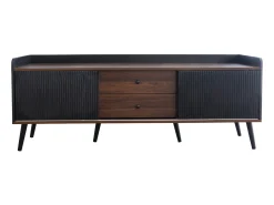Merax Móvel TV com 2 gavetas e 2 portas de correr - estilo moderno - cores: e natural^ Móvel De Tv