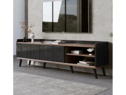Merax Móvel TV com 2 gavetas e 2 portas de correr - estilo moderno - cores: e natural^ Móvel De Tv
