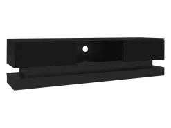 Móvel De Tv*Merax Móvel TV com 2 gavetas e compartimento aberto - 160 x 35 x 40,5 cm - LEDs - Aglomerado - brilhante Preto