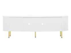 Móvel De Tv|Merax Móvel TV com 4 portas - 170 x 35 x 55 cm - LEDs - MDF e pés de metal dourado - Branco