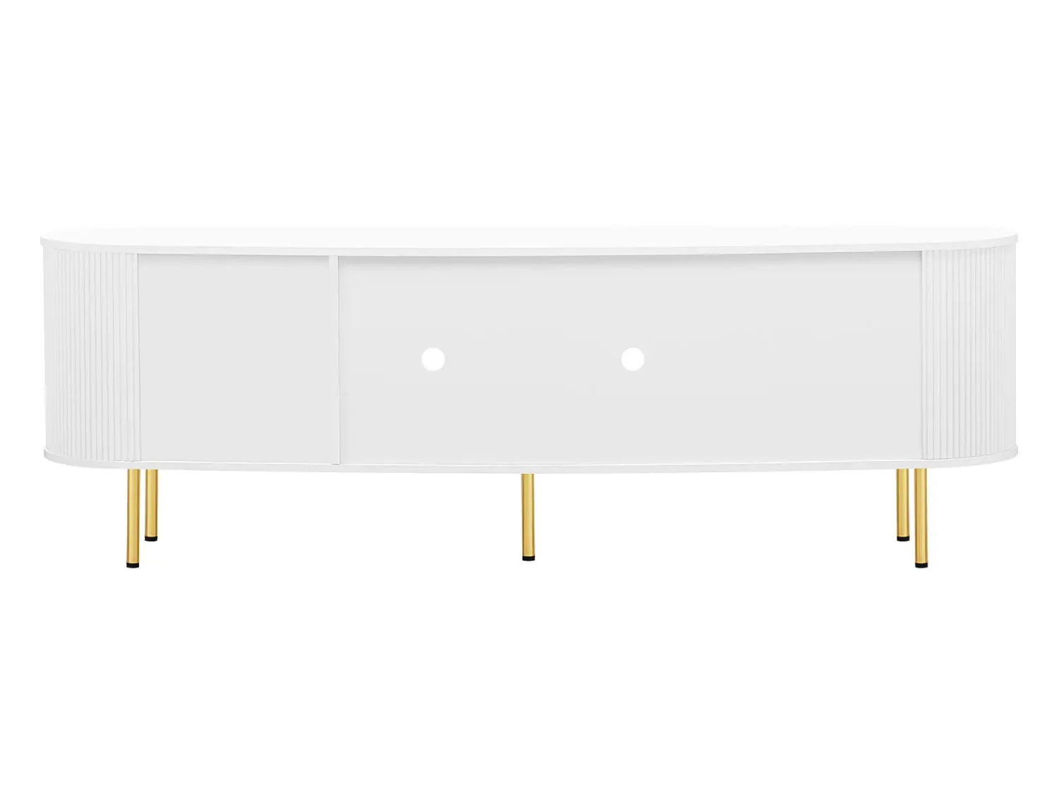 Móvel De Tv|Merax Móvel TV com 4 portas - 170 x 35 x 55 cm - LEDs - MDF e pés de metal dourado - Branco