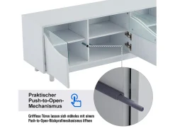 Móvel De Tv*Merax Móvel TV com 4 portas - 175 x 38 x 51 cm - LEDs - Madeira MDF e vidro temperado - brilhante Branco
