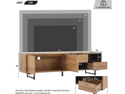 Móvel De Tv|Hauss Spole Móvel TV com 2 portas, 2 gavetas e 2 nichos, madeira e preto Natural claro