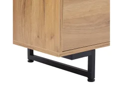 Móvel De Tv|Hauss Spole Móvel TV com 2 portas, 2 gavetas e 2 nichos, madeira e preto Natural claro