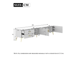 Móvel De Tv|Hauss Spole Móvel TV com 2 portas, 2 gavetas e 3 nichos, corpo , pés de metal dourado Branco